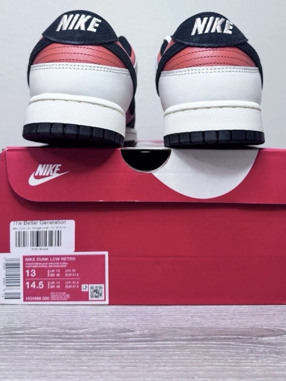 Size 13 - Nike Dunk Low Vintage Coral HQ4988-030 NEW DS - Picture 5 of 8
